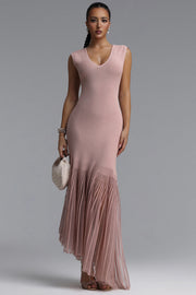 Sucia Elegant Cinched V Neck Sleeveless Knit Maxi Dress